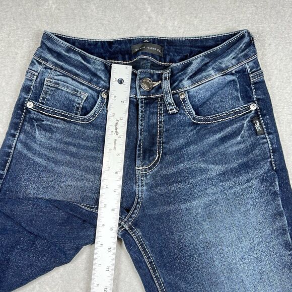 Silver Jeans Co. Women's Size W25/L31 Suki Slim Boot Cut Dark Wash Denim Jeans - Picture 6 of 13